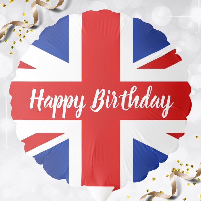 UK United Kingdom British Happy Birthday Balloon (UK United Kingdom flag happy birthday balloon)