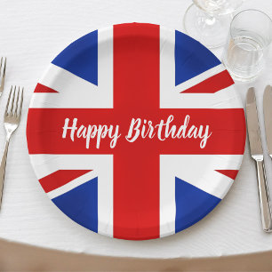 UK United Kingdom British Happy Birthday Paper Plates