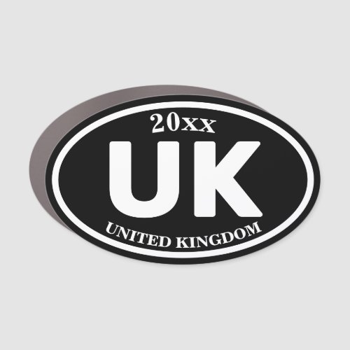 UK United Kingdom Euro 2 Letter Black Custom Oval Car Magnet