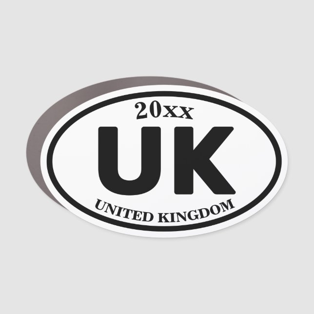 UK United Kingdom Euro 2 Letter Custom Oval Car Magnet (Front)
