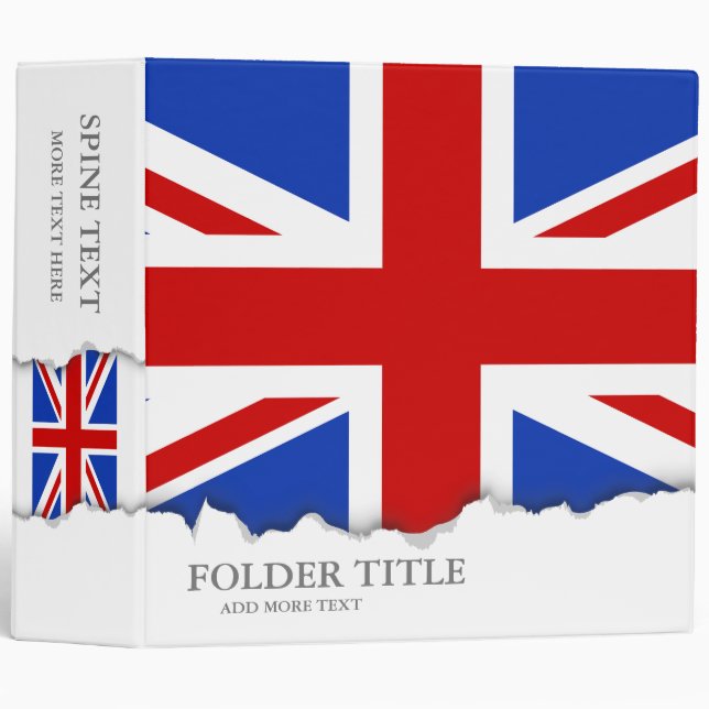 Uk United Kingdom Flag Binder (Front/Spine)
