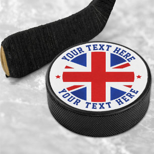 UK United Kingdom Flag London British Britain Hockey Puck