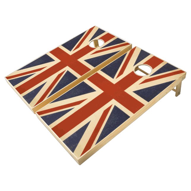 UK United Kingdom Union Jack Patriotic Cornhole Set (Angled)