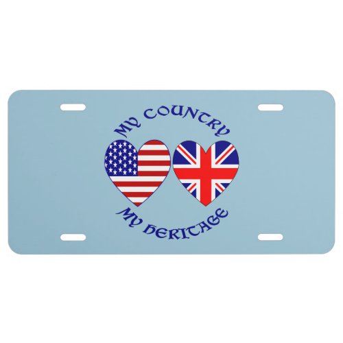 UK USA Country Heritage License Plate