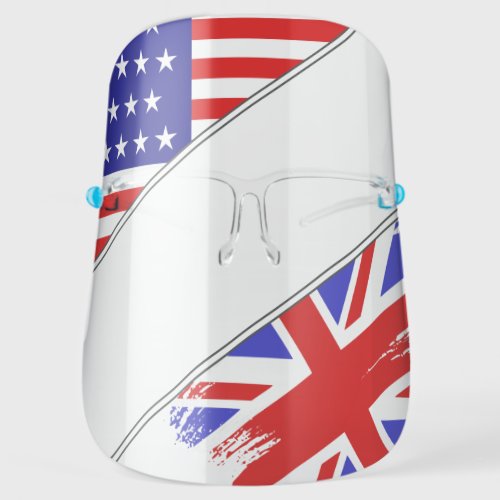UK USA Flag Dual Citizenship Patriotic Mens Trend Face Shield