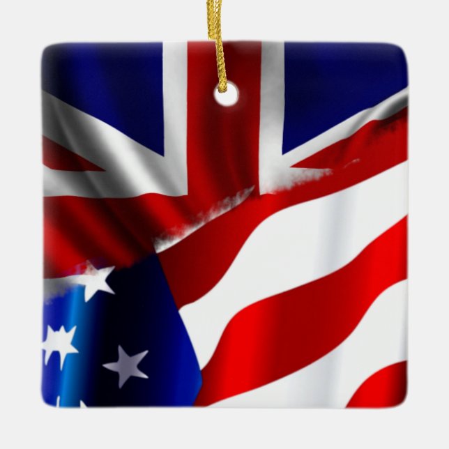 UK USA Flags Ceramic Ornament (Front)