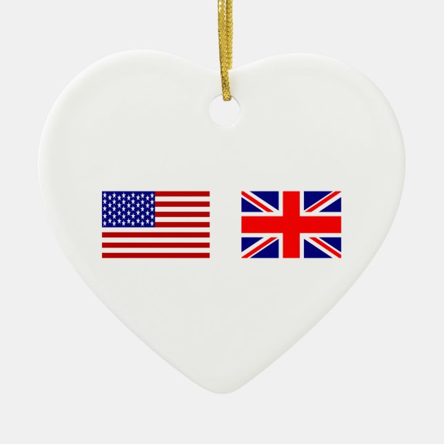 UK & USA Flags Side by Side Ceramic Ornament (Front)