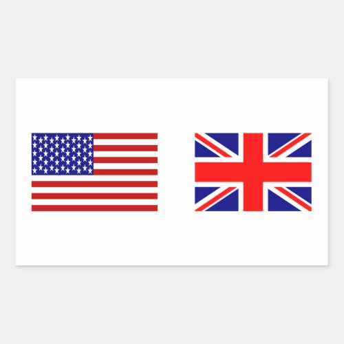 UK  USA Flags Side by Side Rectangular Sticker