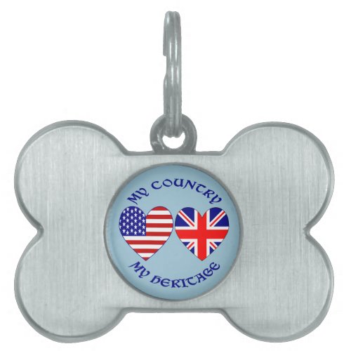 UK USA My Country My Heritage Pet Tag