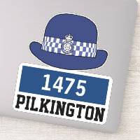 UK Woman Police Constable Hat with Name & Number  Sticker