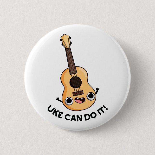 Uke Can Do It Funny Encouragement Ukulele Pun Button (Front)