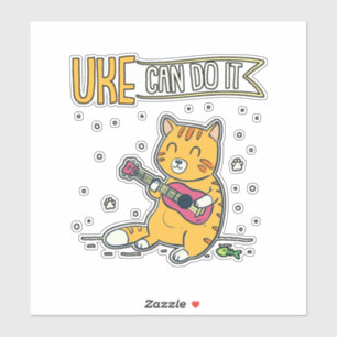 UKE Can Do It Ukulele Ukelele Cat Guitar Music Sticker