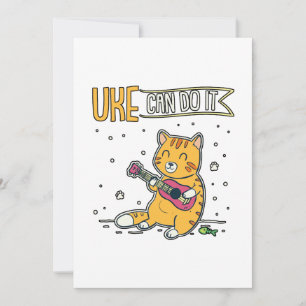 UKE Can Do It Ukulele Ukelele Cat Guitar Music Thank You Card