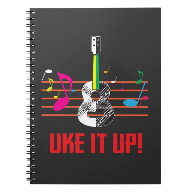 Uke It UP with musical notes! Ukulele Musician Notebook (Front)