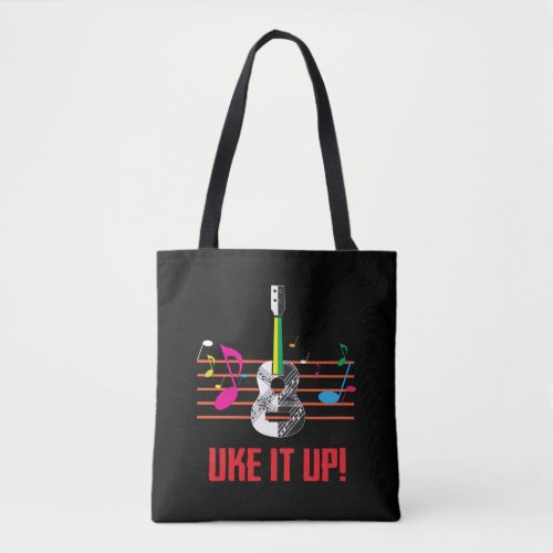 Uke It UP with musical notes Ukulele Musician Tote Bag