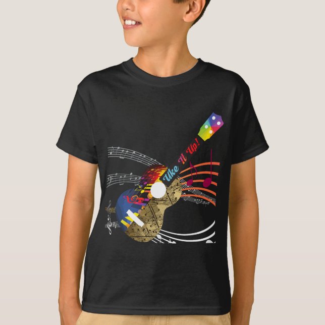 Uke It UP with musical notes! Ukulele  T-Shirt (Front)