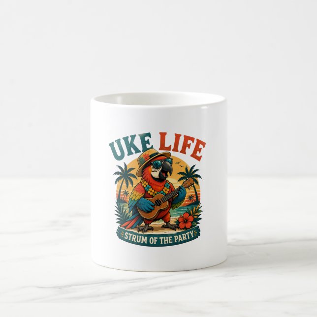 Uke Life Parrot – Island Vibes Ukulele Bird Coffee Mug (Center)