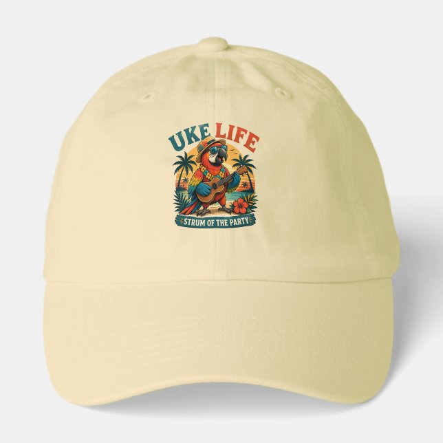 Uke Life Parrot – Island Vibes Ukulele Bird Hat (Front)