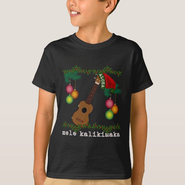 Uke Mele Kalikimaka Ukulele Christmas Songs Aloha  T-Shirt (Front)