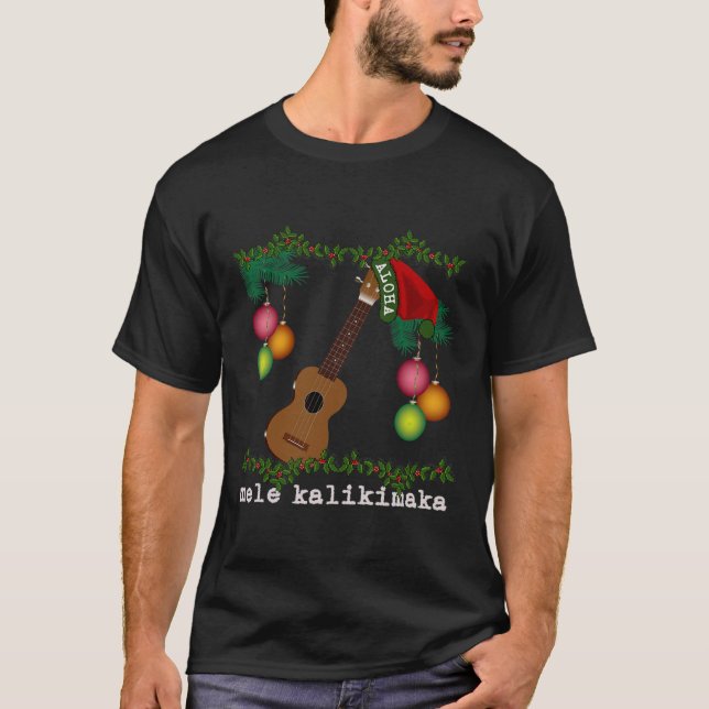 Uke Mele Kalikimaka Ukulele Christmas Songs Aloha  T-Shirt (Front)