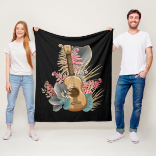 Uke Ukulele Guitar - Musician Guitarist Ukulele Fleece Blanket