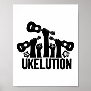 Ukelution Ukulele Player Hawaiian Musician Poster