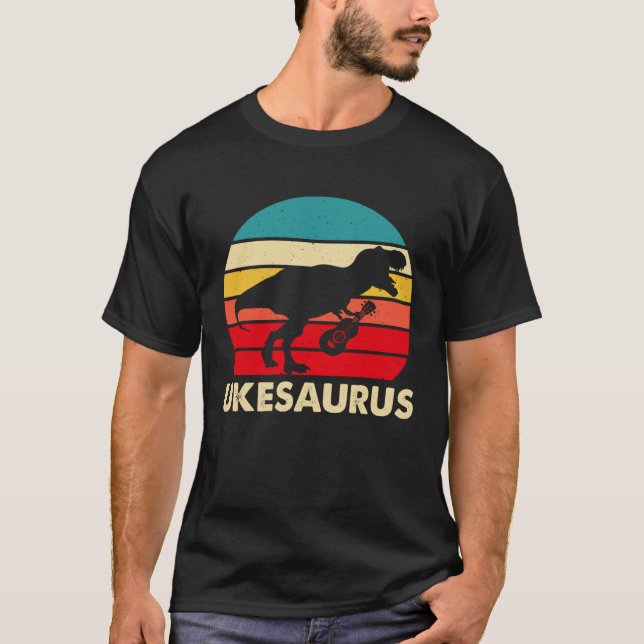 Ukesaurus Hawaiian Ukulele Player Guitar Music Mus T-Shirt (Front)