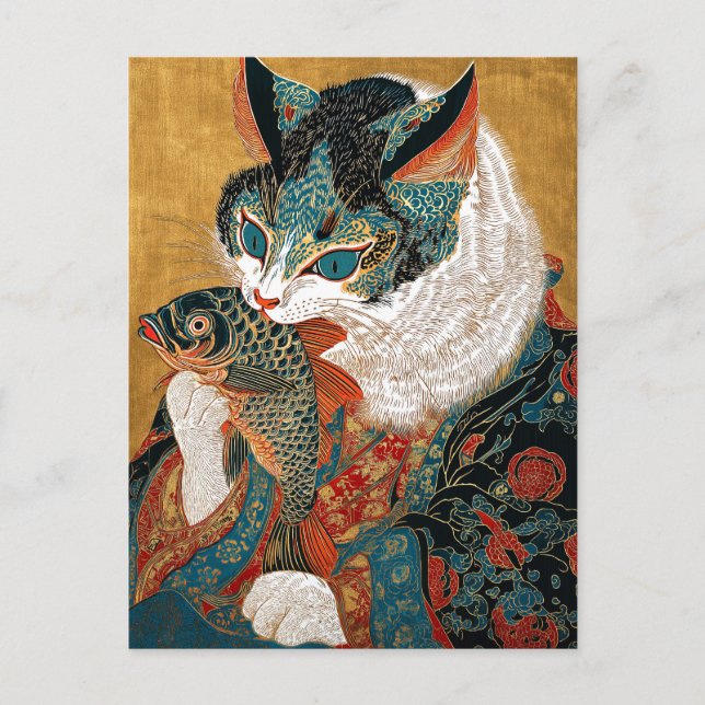 Ukiyo-e Cat | Japanese Art Postcard (Front)