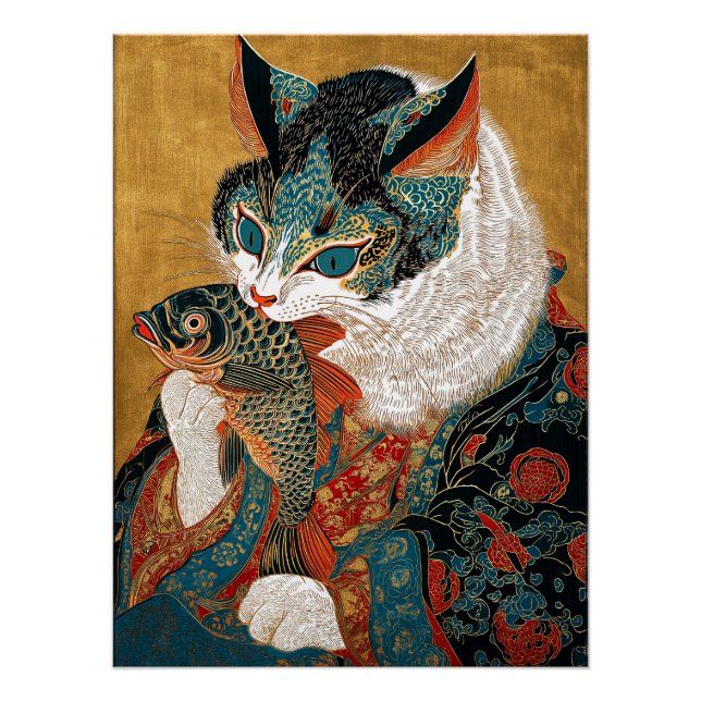 Ukiyo-e Cat | Japanese Art Poster (Front)
