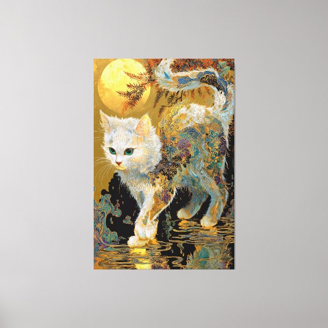 Ukiyo-e Cat | Japanese Woodblock Art Canvas Print (Front)