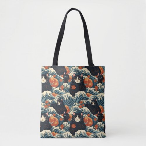 Ukiyo_e Cats of Kanagawa Pattern Tote Bag