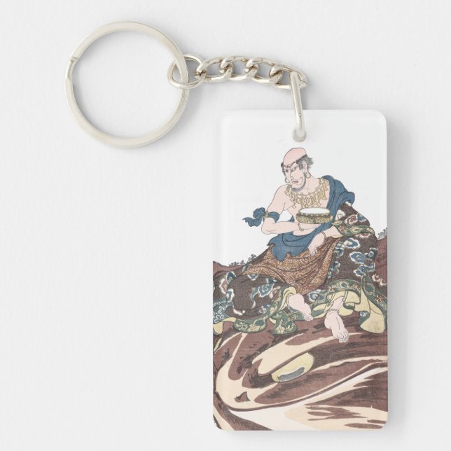 Ukiyo-e Immortal Buddhist Monk on a Toads Head Keychain (Front)