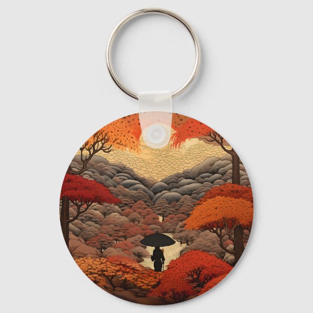 Ukiyo-e Japan autumn Keychain (Front)