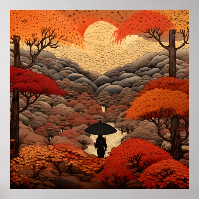 Ukiyo-e Japan autumn Poster (Front)