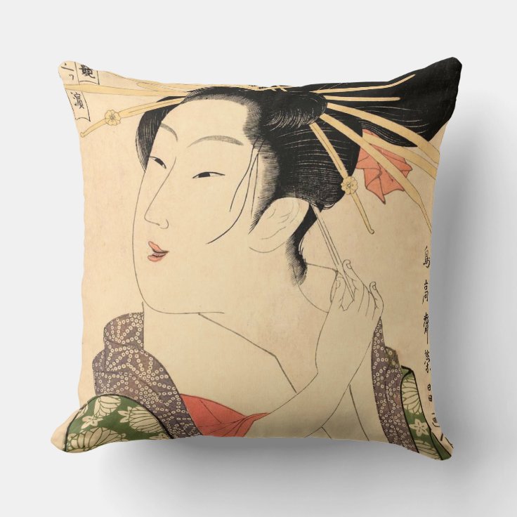 Ukiyoe Japanese girl Throw Pillow Zazzle