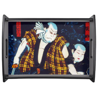 Ukiyo-e Japanese Painting Of Two Kabuki Players Serving Tray