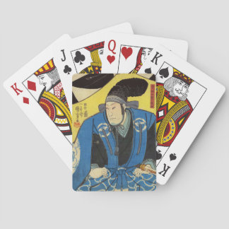 Ukiyo-e Painting Of A Samurai In Yellow Background Poker Cards