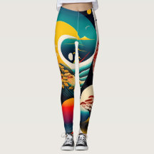 Ukiyo-e Punk city KIMONO Leggings-THE  陰と陽 レギンス