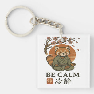 ukiyo-e Red Panda- Be CALM japanese Zen meditation Keychain