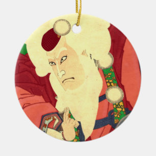 Ukiyo-e Santa Claus Ceramic Ornament