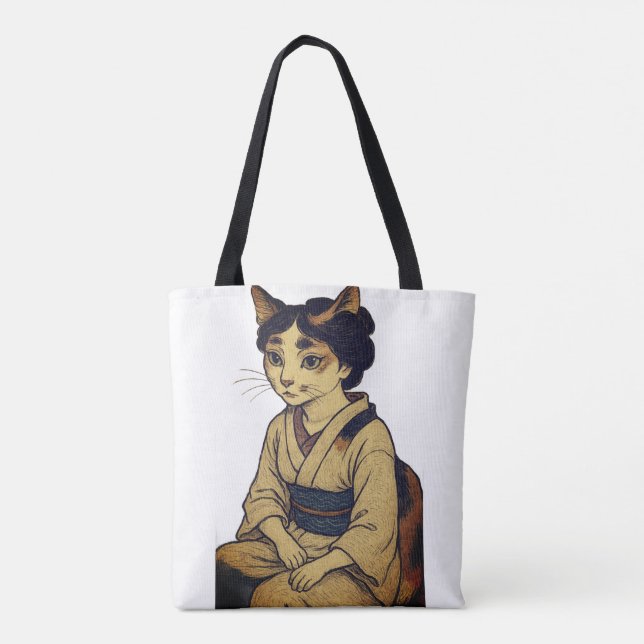 Ukiyo-e style calico cat tote bag (Back)