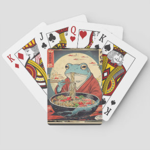 Ukiyo-e Style Frog Eating Ramen for Japanese food  Poker Cards