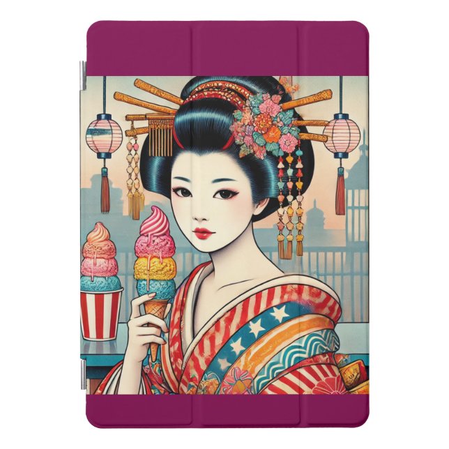 Ukiyo-e style: Ice cream and Oiran iPad Pro Cover (Front)
