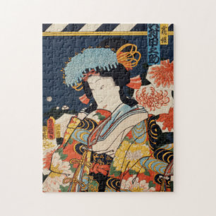 Ukiyo-e style illustration by Toyohara Kunichika Jigsaw Puzzle