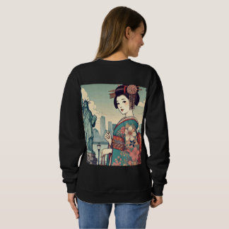 Ukiyo-e style: Oiran alongside the Statue of Liber Sweatshirt