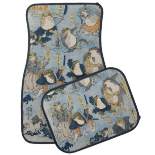 Ukiyo-e Warrior Frogs Antique Japanese Artwork Car Floor Mat