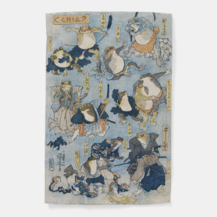 Ukiyo-e Warrior Frogs Antique Japanese Artwork Garden Flag