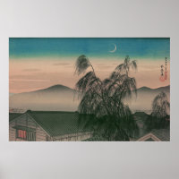 Ukiyoe [Goyo] Evening moon (XL) Poster
