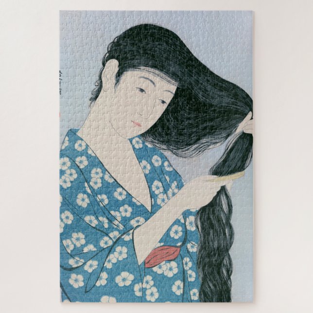 Ukiyoe [Goyo] Hair combing Jigsaw Puzzle (Vertical)