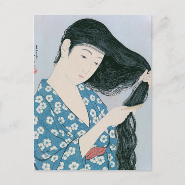 Ukiyoe [Goyo] Hair combing Postcard (Front)